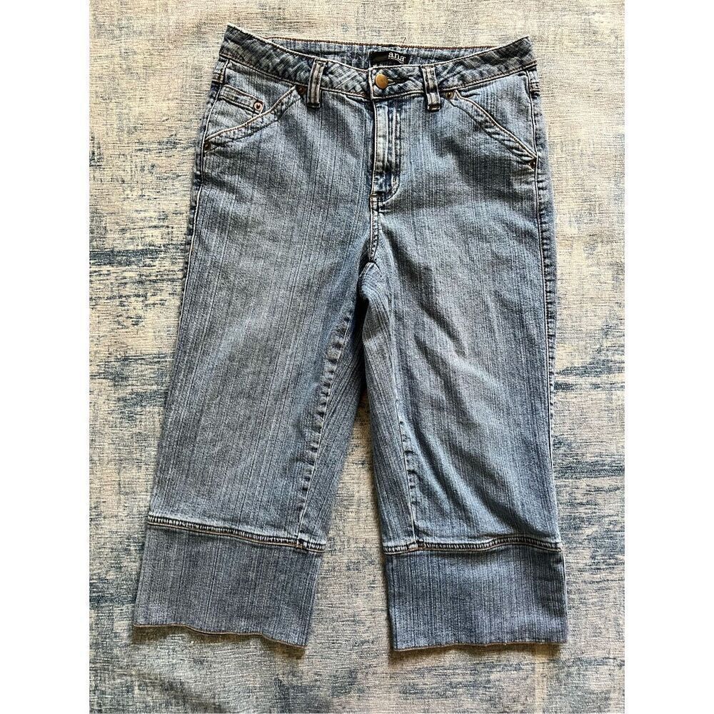 Ana A New Approach Cropped Pedal Pusher Button Hem Denim Jeans Size 4